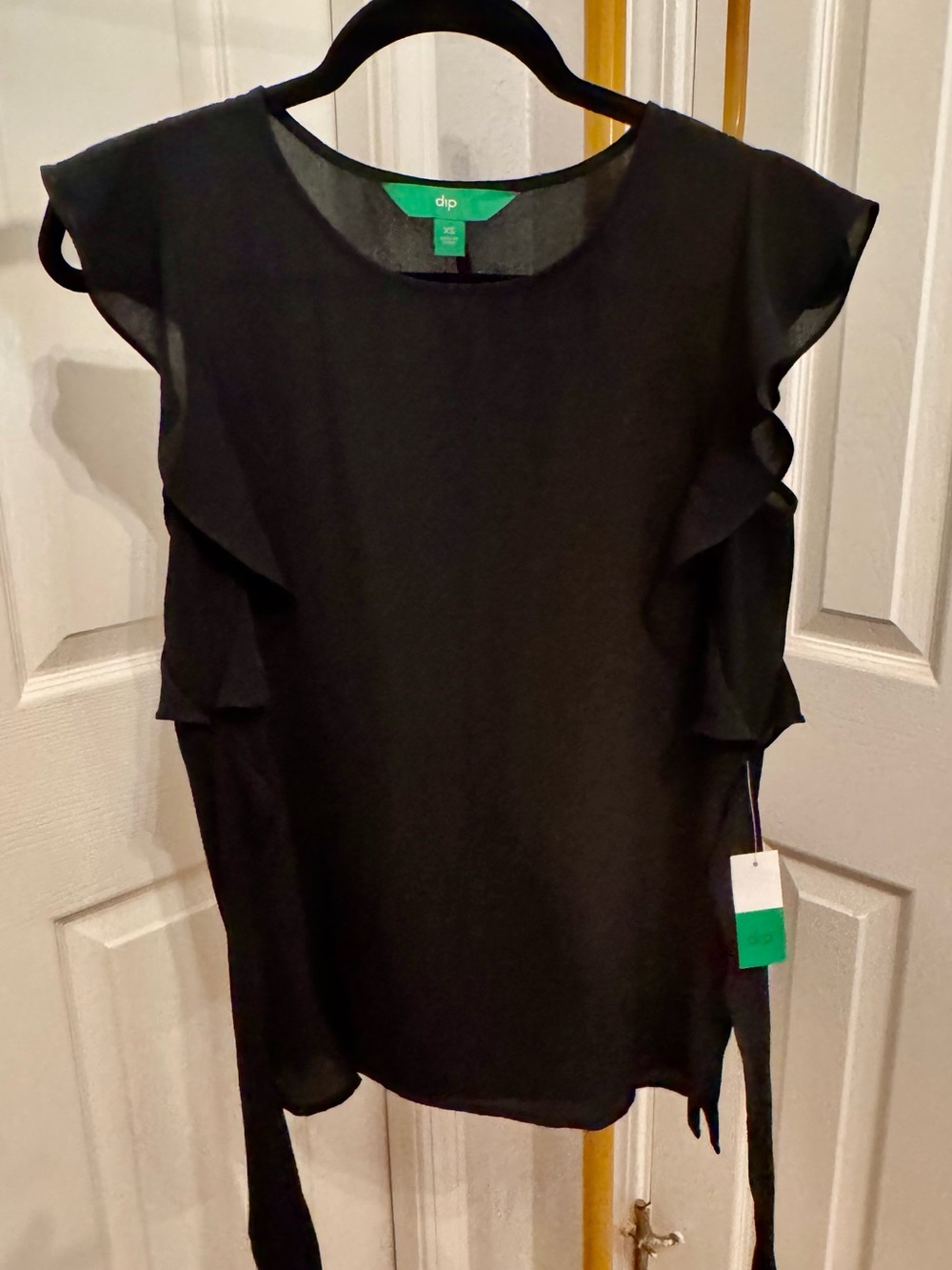 dip Black Ruffle Sleeve Blouse